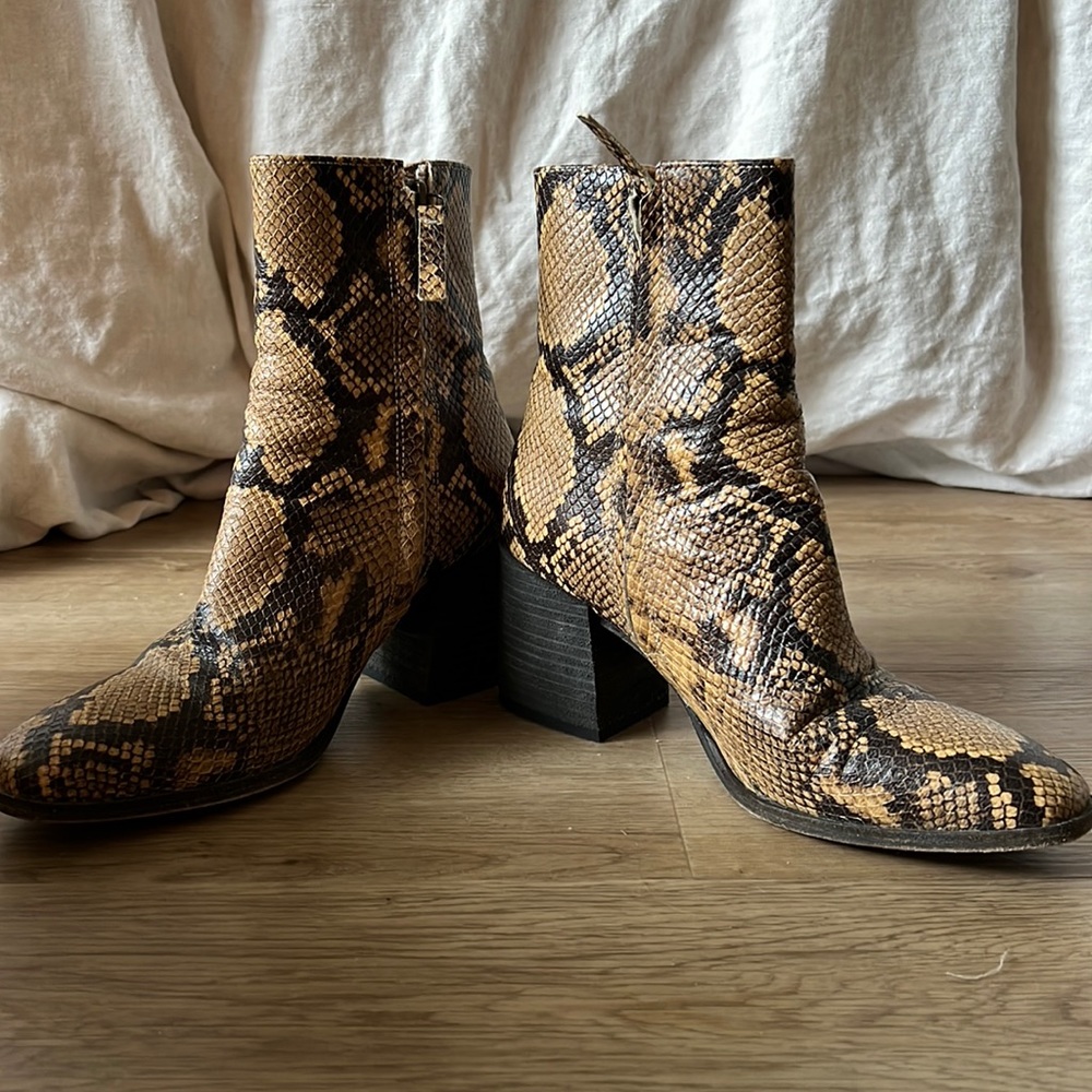 Snakeskin booties